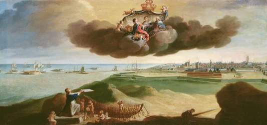 Die Stadt Dunkirk präsentiert den Plan für ihre Renovierung an Ludwig XV. (1710-74) 1758